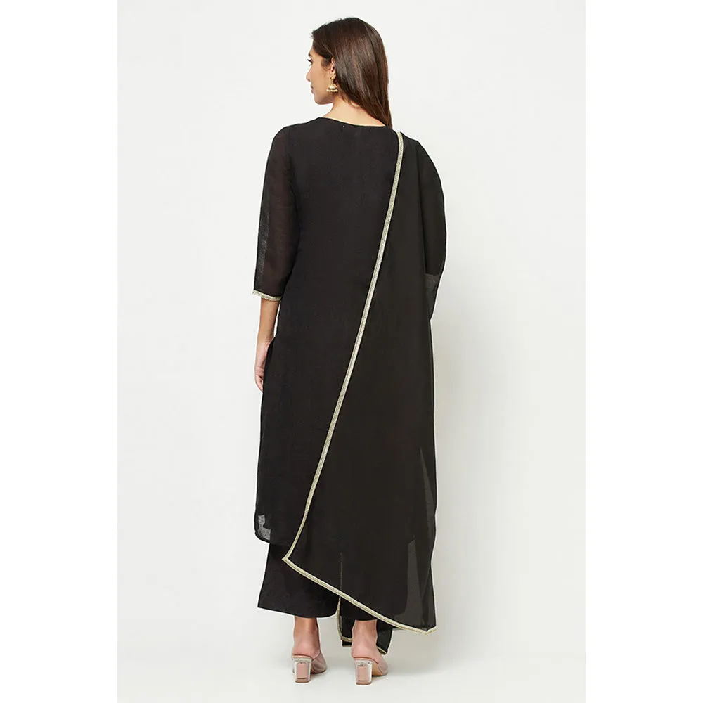 Barara Ethnic Black Embroidered Kurta (Set of 3)