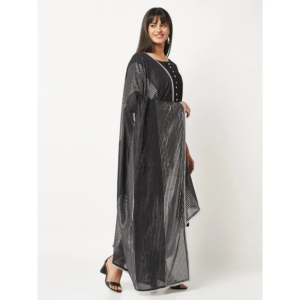Barara Ethnic Black Schiffli Kurta With Dupatta (Set of 3)