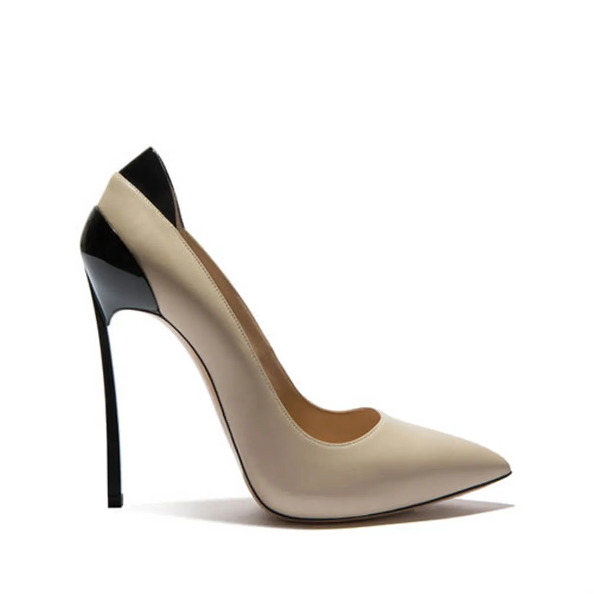 Casual Beige Leather Point Toe Slip-On Pumps
