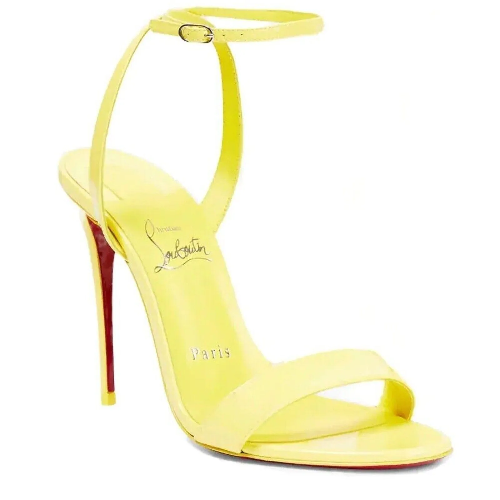 CHRISTIAN LOUBOUTIN Loubigirl 100 Leather Heel Sandals Yellow