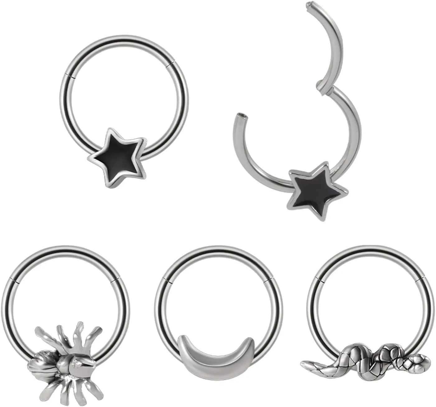 GRFIT nose rings 1PC Diaphragm Perforated Hinge Section Nose Ring Diaphragm Cartilage Body Perforated Jewelry 16G nose piercings