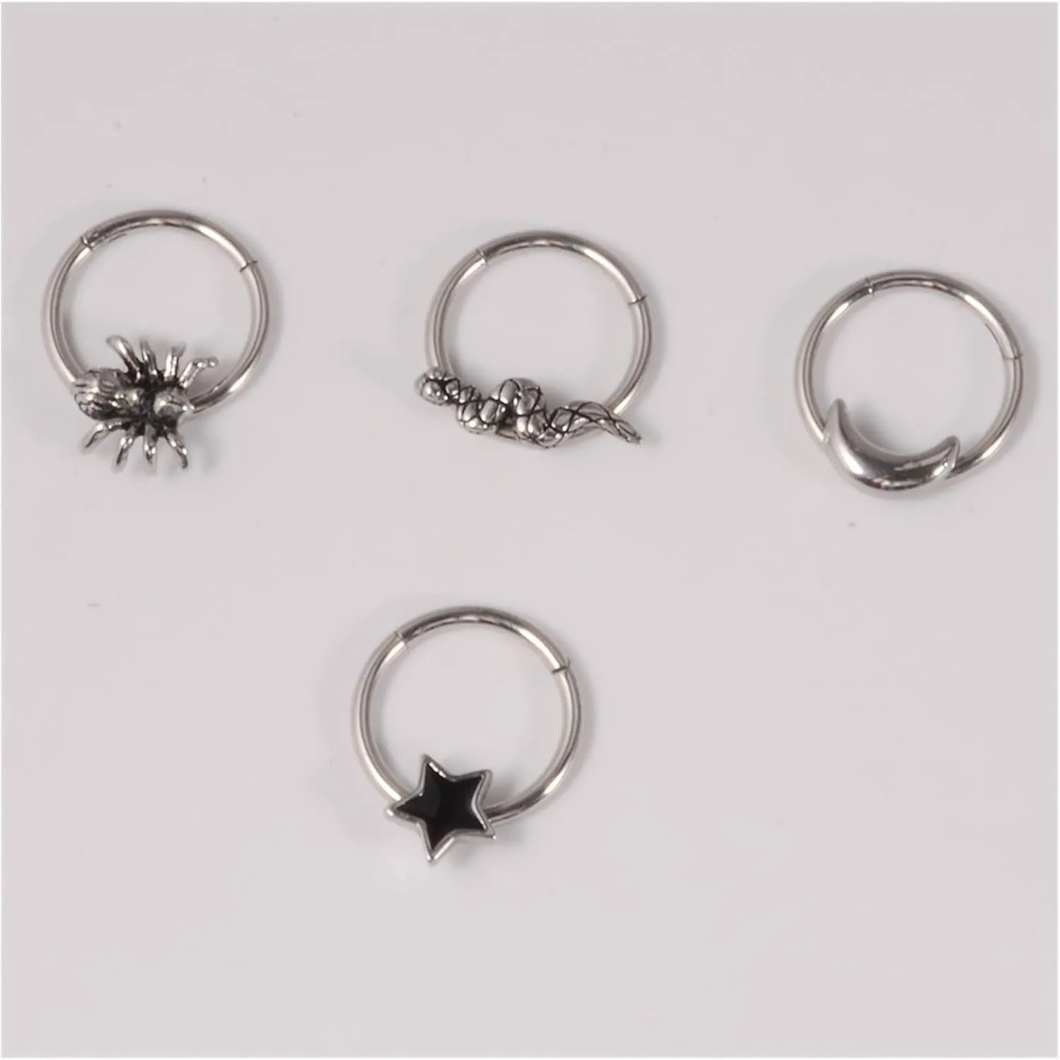 GRFIT nose rings 1PC Diaphragm Perforated Hinge Section Nose Ring Diaphragm Cartilage Body Perforated Jewelry 16G nose piercings