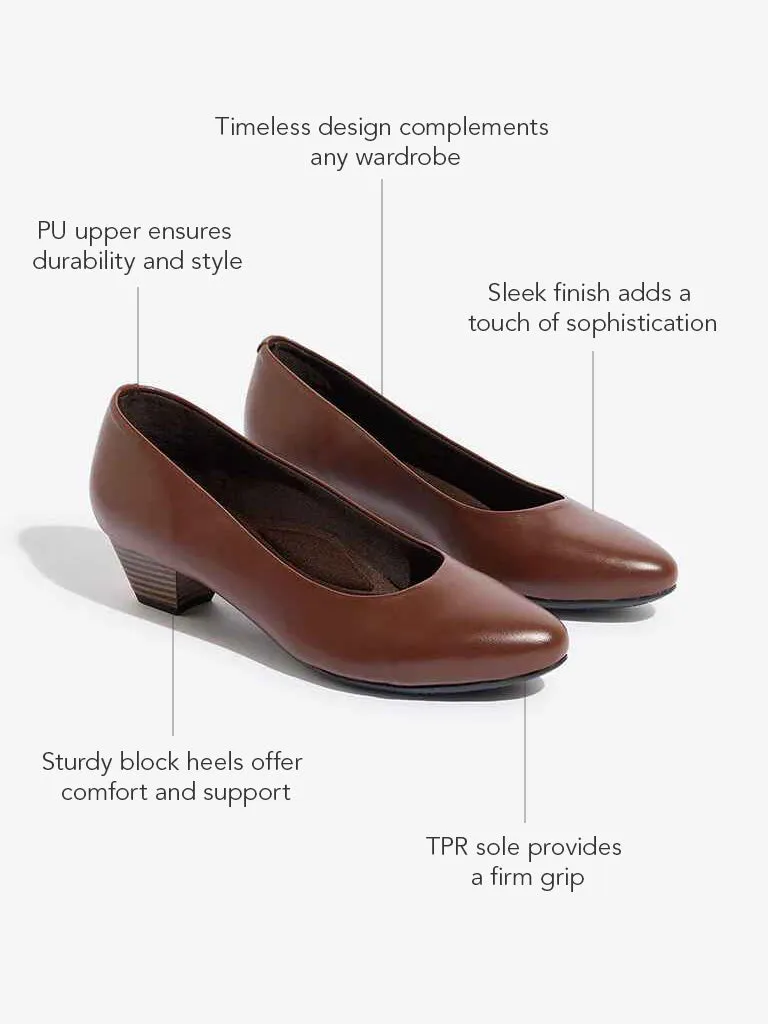 LUNA BLU Brown Solid Pump Shoes