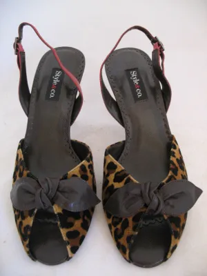 New Style & Co Womens Shoes High Heels Slingback Sandals Open Toe 6 Animal Print