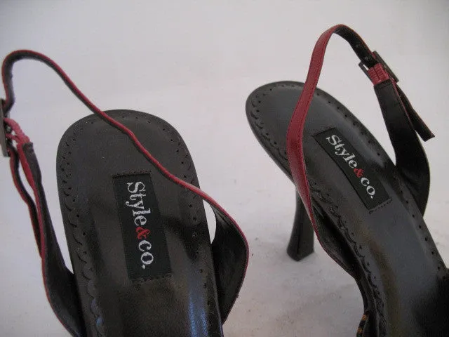 New Style & Co Womens Shoes High Heels Slingback Sandals Open Toe 6 Animal Print