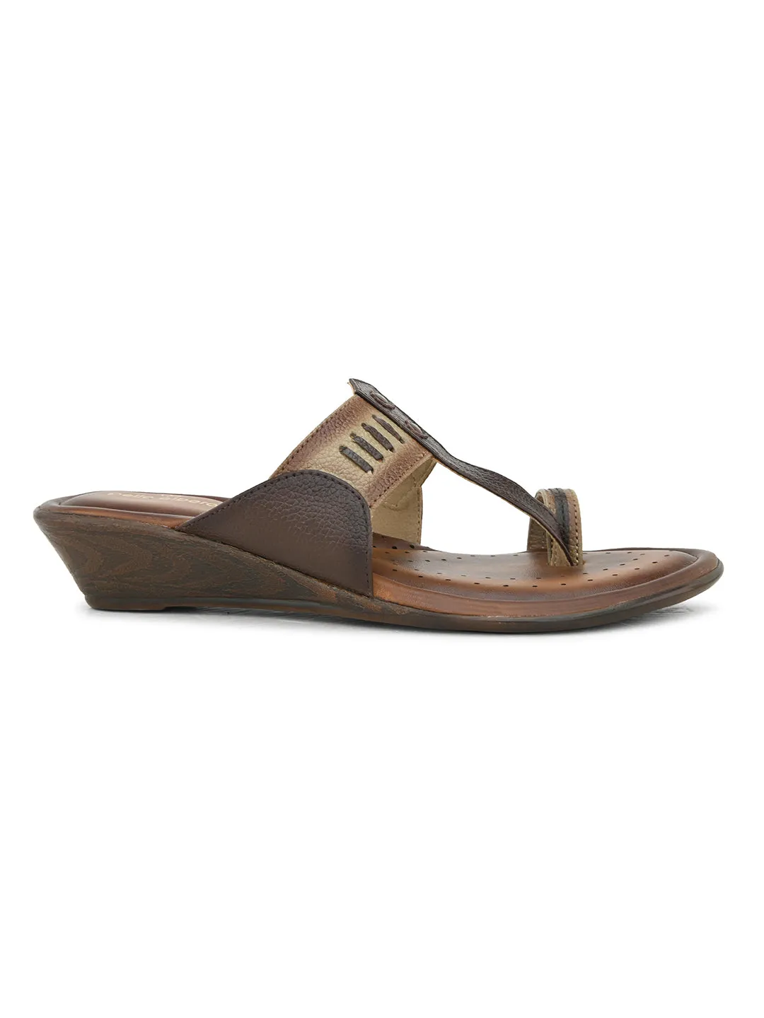 Pelle Albero Women's Beige Leather Slip-On Wedge Heel Sandals