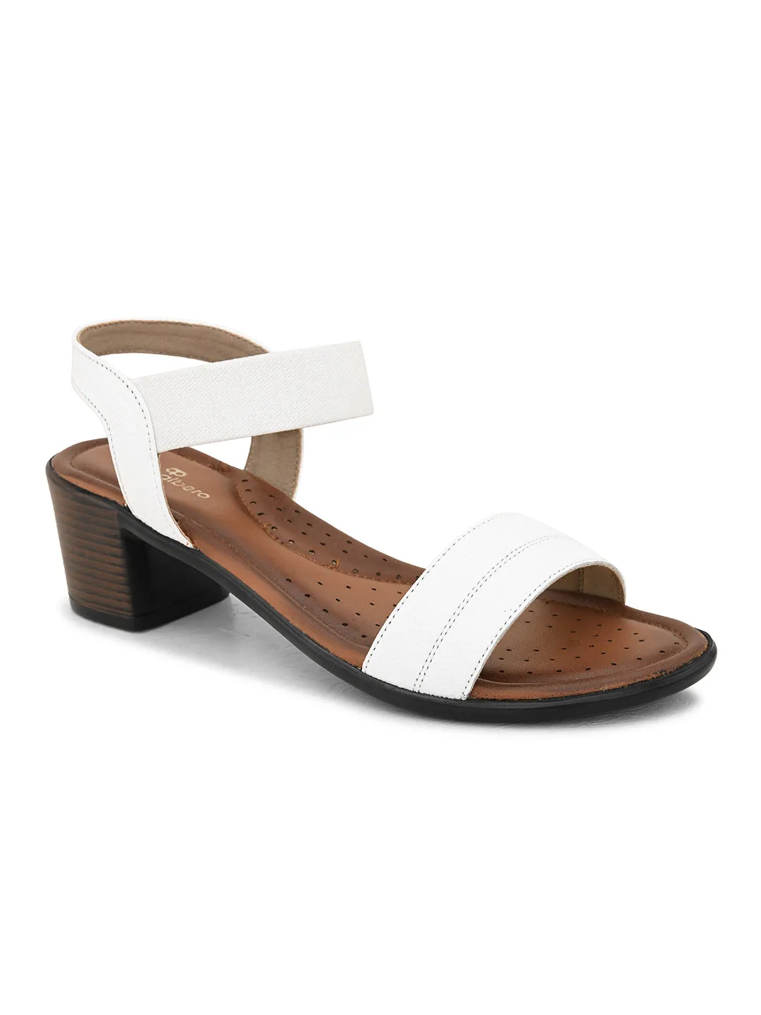 Pelle Albero Women's White Leather Slip-On Block Heel Sandals