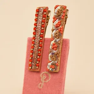Powder Hair Slides, Coral