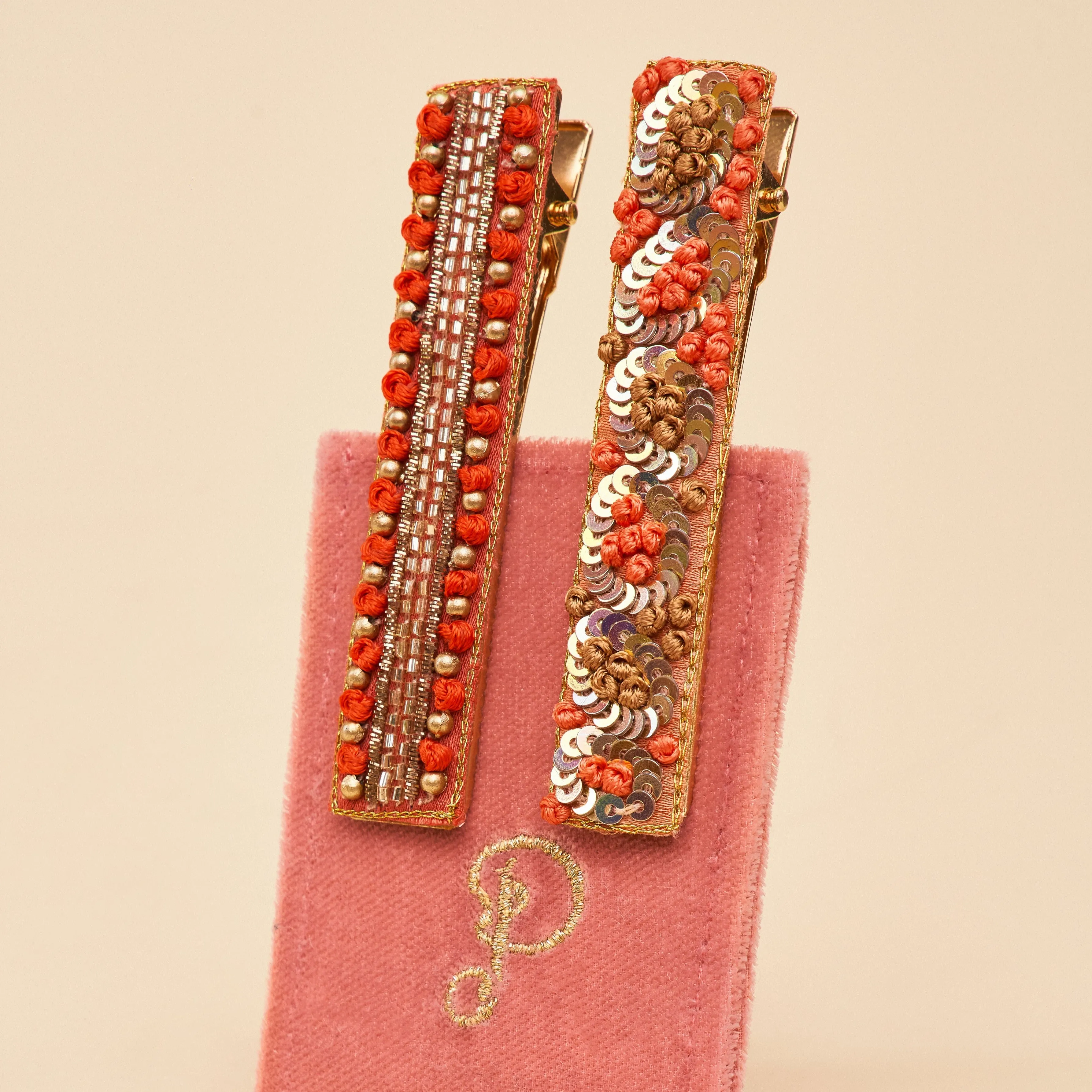 Powder Hair Slides, Coral