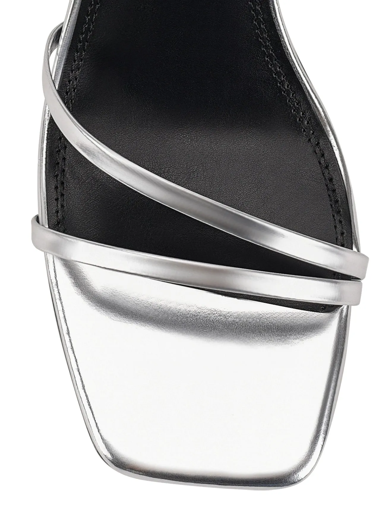 Starling Strappy Block Heels - Silver Mirror Metallic Leather
