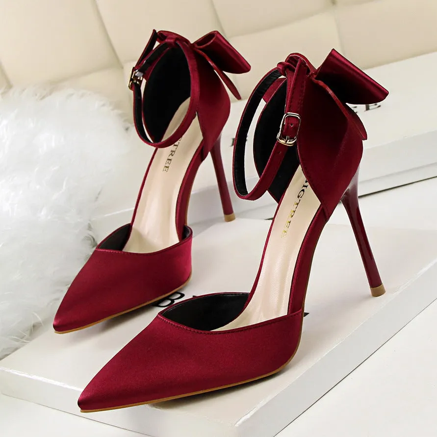 Tillbuy Bow Knot Strap Pumps